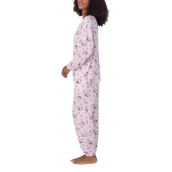 NWT Hello Kitty Women's 2-PC Printed Long Sleeve Soft Jersey Pajama Lounge Set - Picture 2 of 11